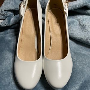 Off White platform wedding heels